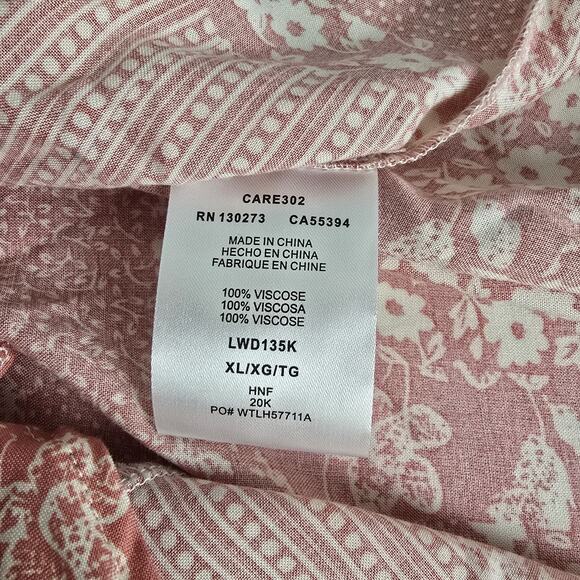 Wrangler Retro Floral Patchwork Hi-Low Ruffle Midi Dress XL Pink Western Rodeo - Picture 11 of 12